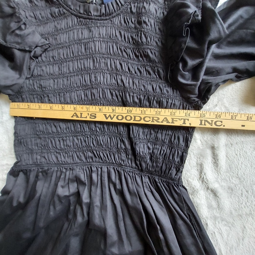 GAP Womens Dress S Smocked Ruffle Gothic Witchy Vampy Grunge Goth Cottagecore - Picture 10 of 14